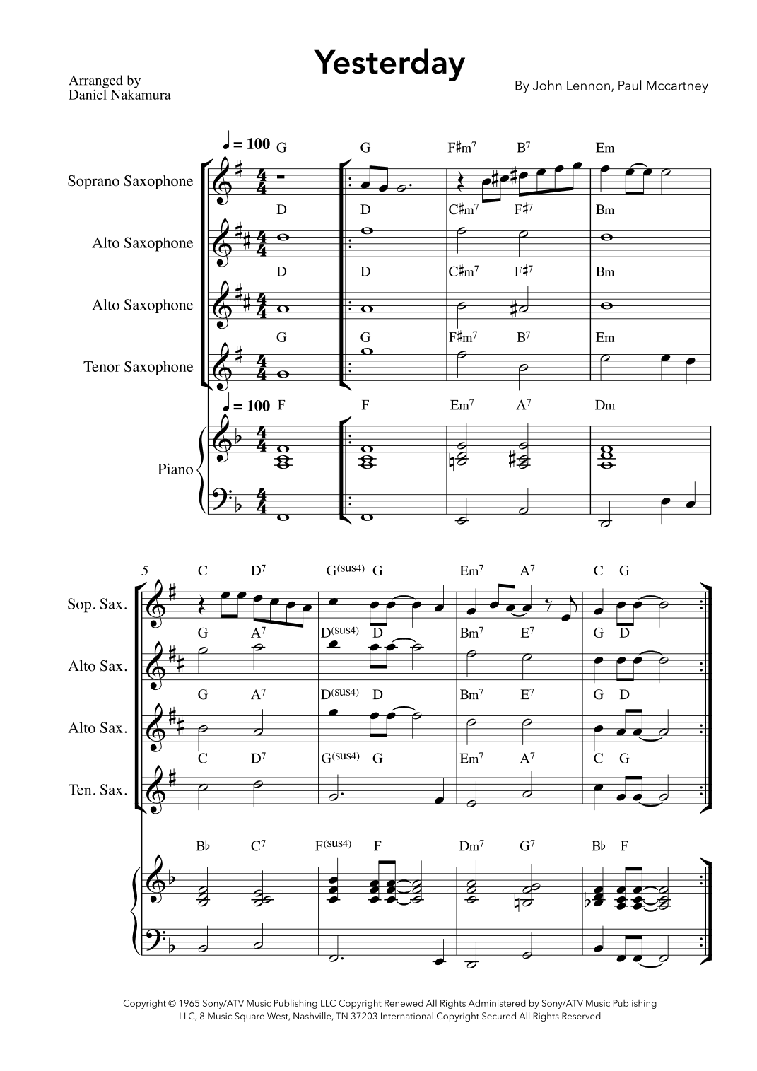 Yesterday (arr. Daniel Nakamura)