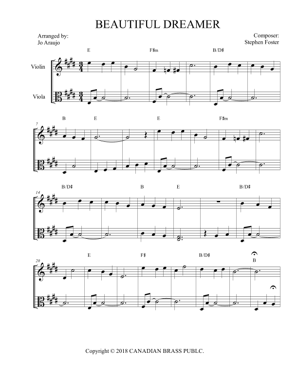BEAUTIFUL DREAMER (arr. JO ARAÚJO)