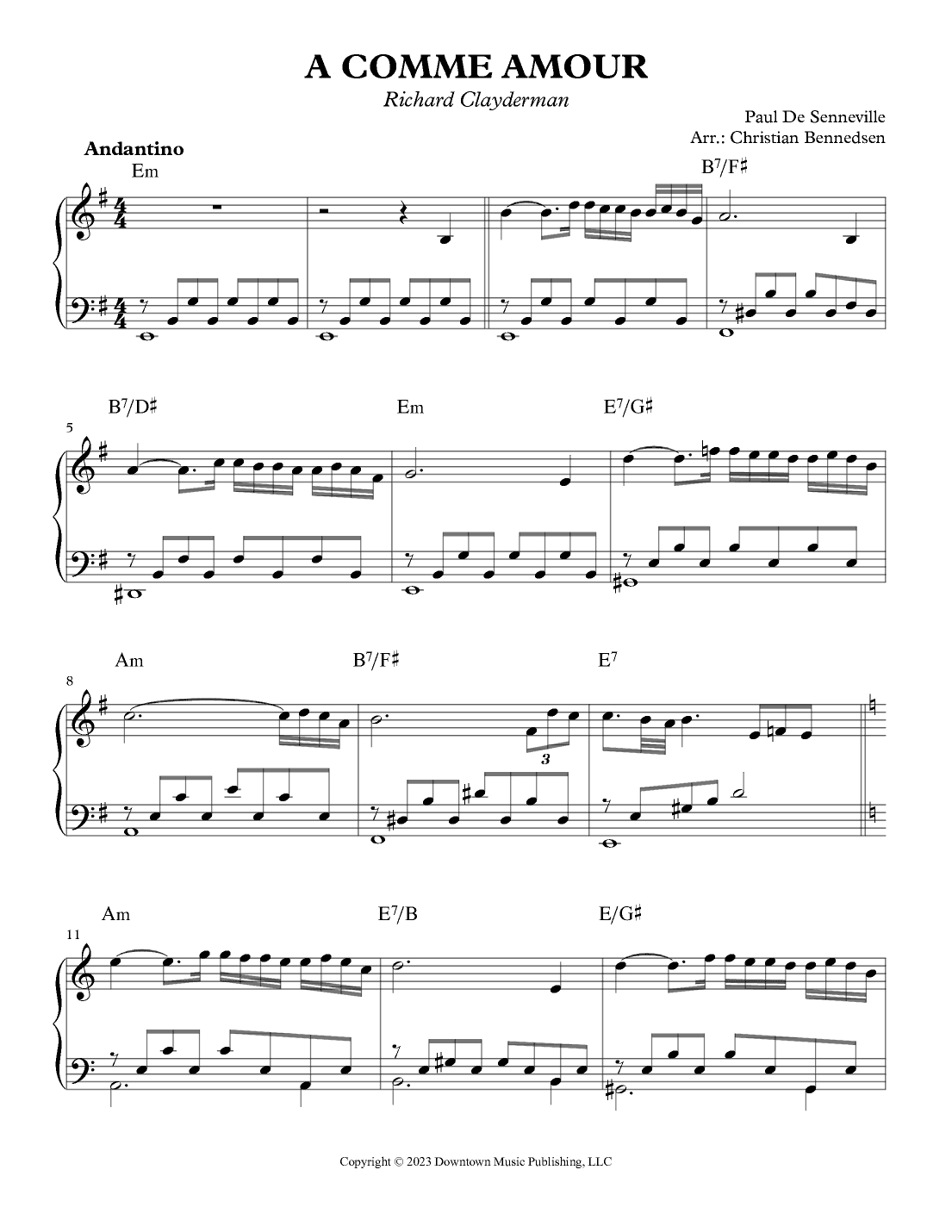 A Comme Amour (arr. Christian Bennedsen)