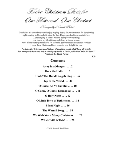 12 Christmas Duets for Flute and Clarinet (arr. Kenneth Baird)