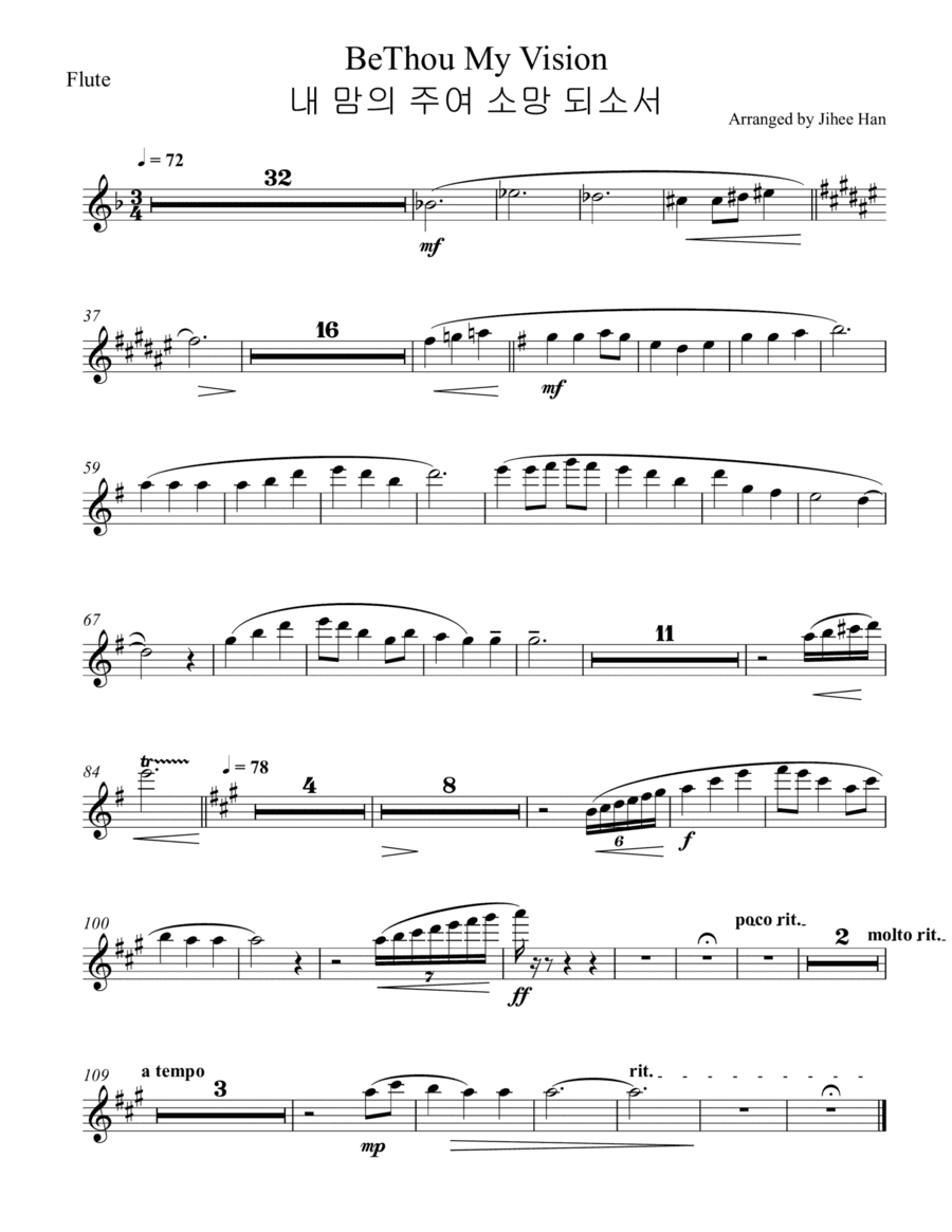 Be Thou My Vision Flute Part (arr. Jihee Han)