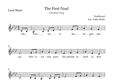 The First Noel (Christmas Song) Lead Sheet in Ab Major. (arr. Fabio Britto)