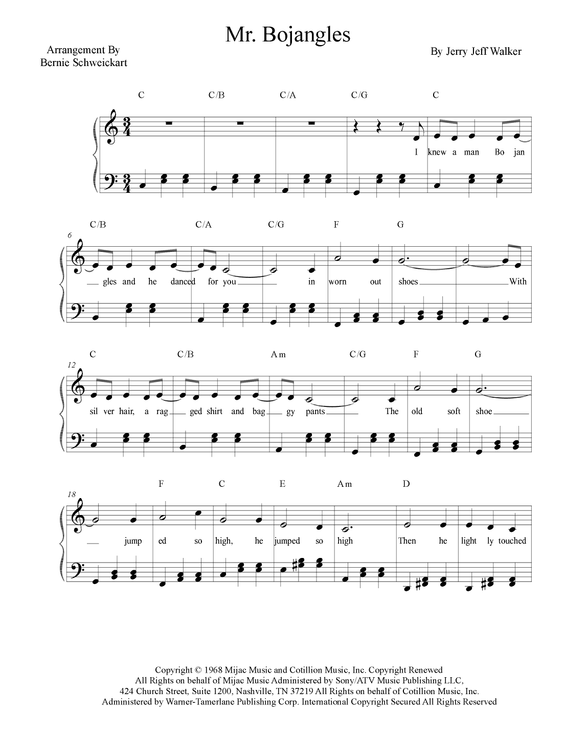 Mr. Bojangles (arr. Bernie Schweickart)
