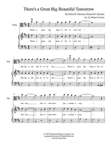 There's A Great Big Beautiful Tomorrow (arr. Miriam Troxler)