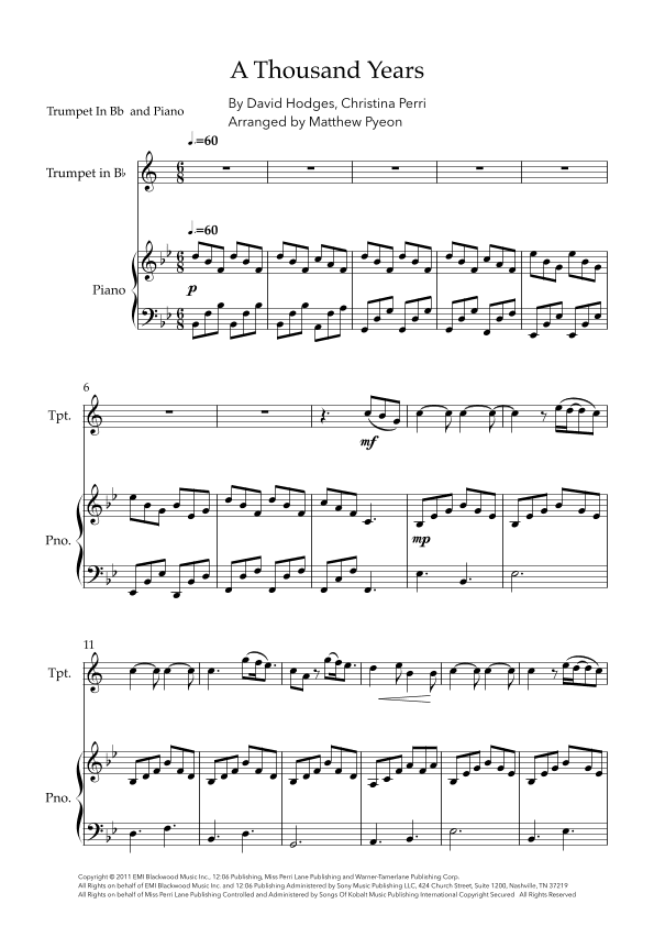 A Thousand Years (arr. Matthew pyeon)
