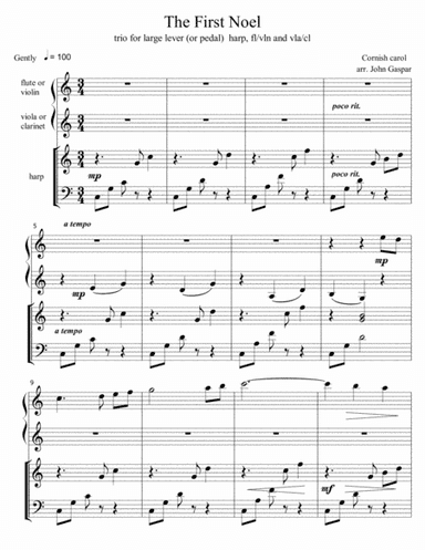 The First Noel for harp, flute and viola (arr. John Gaspar)
