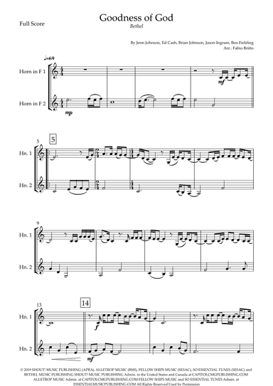 Goodness Of God (arr. Fabio Britto)