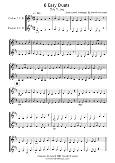 8 Easy Duets for Clarinet (arr. David Burndrett)