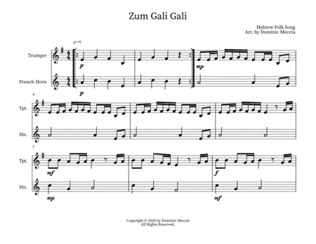 Zum Gali Gali- Trumpet and French Horn Duet (arr. Dominic Meccia)