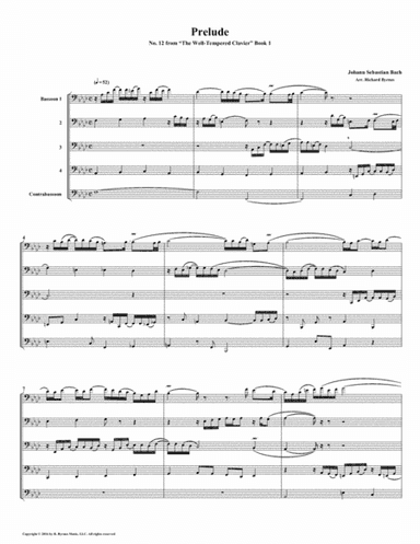Prelude 12 from Well-Tempered Clavier, Book 1 (Bassoon Quintet) (arr. Richard Byrnes)