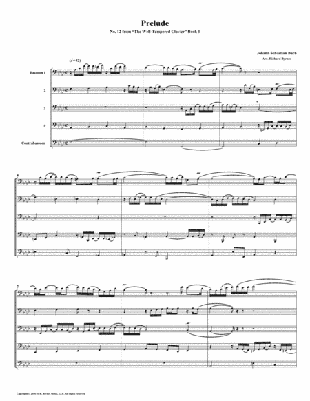 Prelude 12 from Well-Tempered Clavier, Book 1 (Bassoon Quintet) (arr. Richard Byrnes)