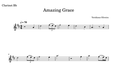 Amazing Grace, for Clarinet ,in D Major (arr. Veridiana Oliveira)