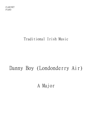 Danny Boy (Londonderry Air) Easy to Intermediate Clarinet and Piano duet in A major (arr. Matheus Araújo)