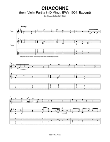 Chaconne (from Violin Partita in D Minor, BWV 1004) (arr. Mark Phillips)