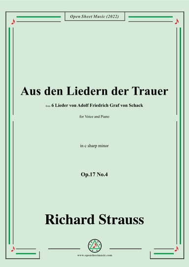 Richard Strauss-Aus den Liedern der Trauer,in c sharp minor,Op.17 No.4 (arr. OSM Press)