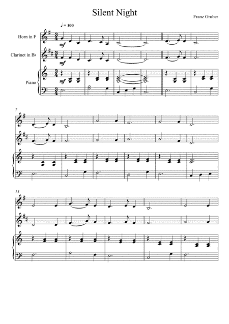 Franz Gruber - Silent Night (Horn in F and Clarinet Duet) (arr. André Laitano)