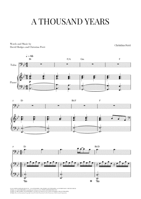 A Thousand Years (arr. Cadenza Editions)