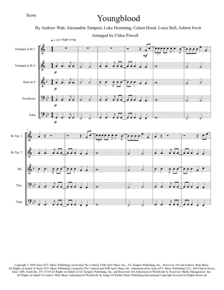 Youngblood - Score Only (arr. Chloe Powell)