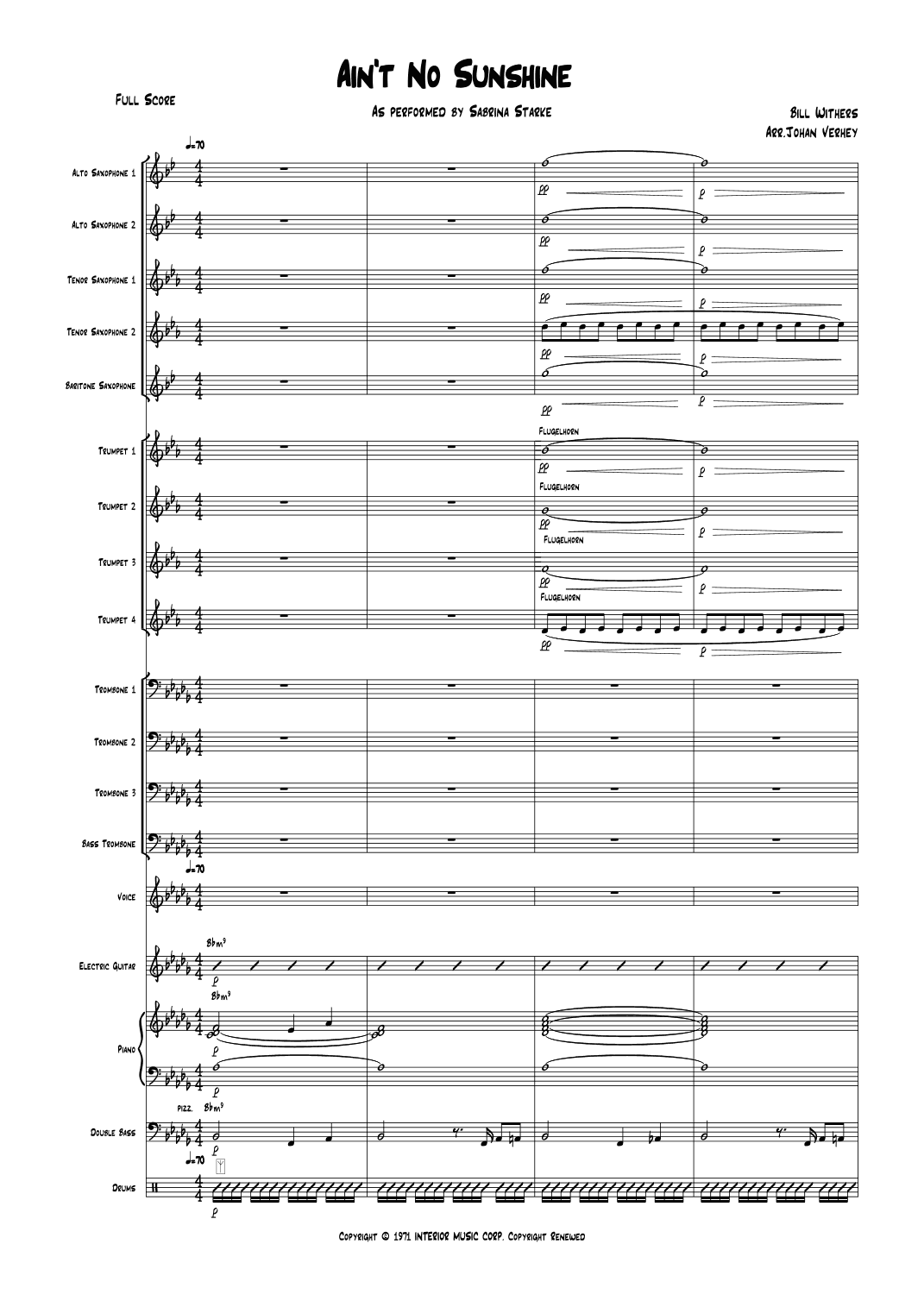 Ain't No Sunshine (arr. Johan Verhey)