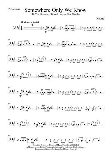 Somewhere Only We Know (arr. Golden Skull Editions)