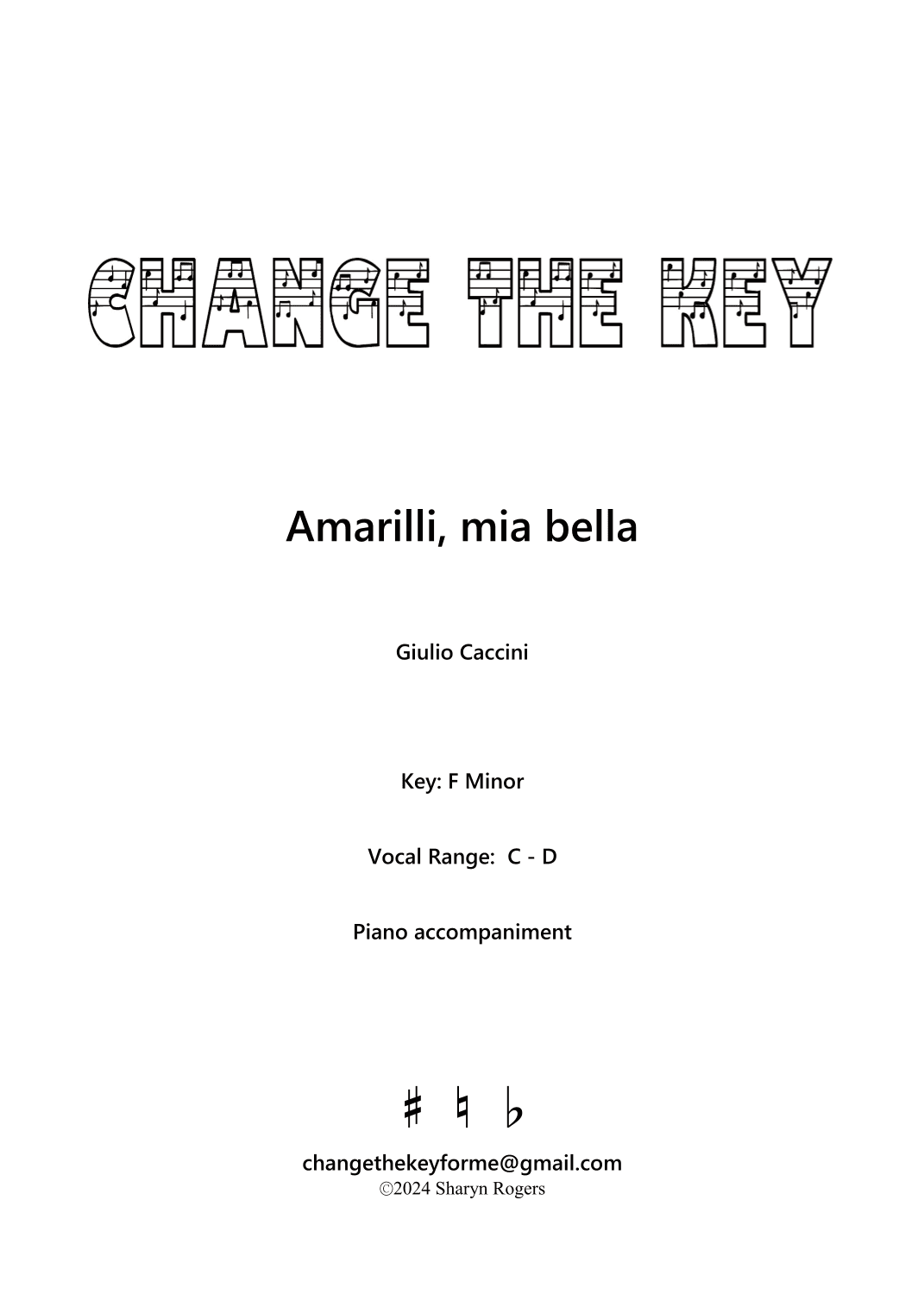 Amarilli, mia bella - F Minor (arr. Sharyn Rogers)