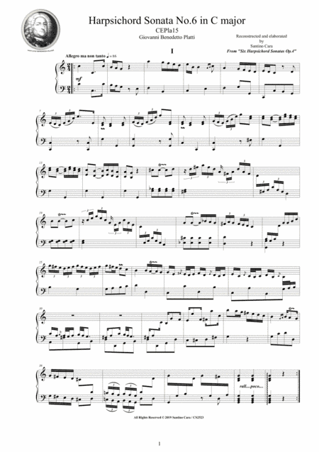 Platti - Harpsichord (or Piano) Sonata No.6 in C major Op.4 CSPla15 (arr. Santino Cara)