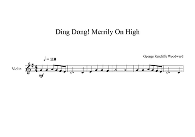 Ding Dong! Merrily On High! - George Ratcliffe Woodward (Violin) (arr. Digital Book Music)