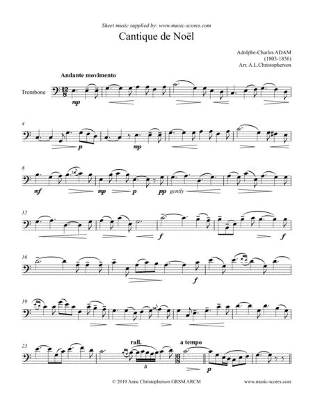 O Holy Night; Cantique de Noel - Trombone Solo (arr. Anne L Christopherson GRSM ARCM)