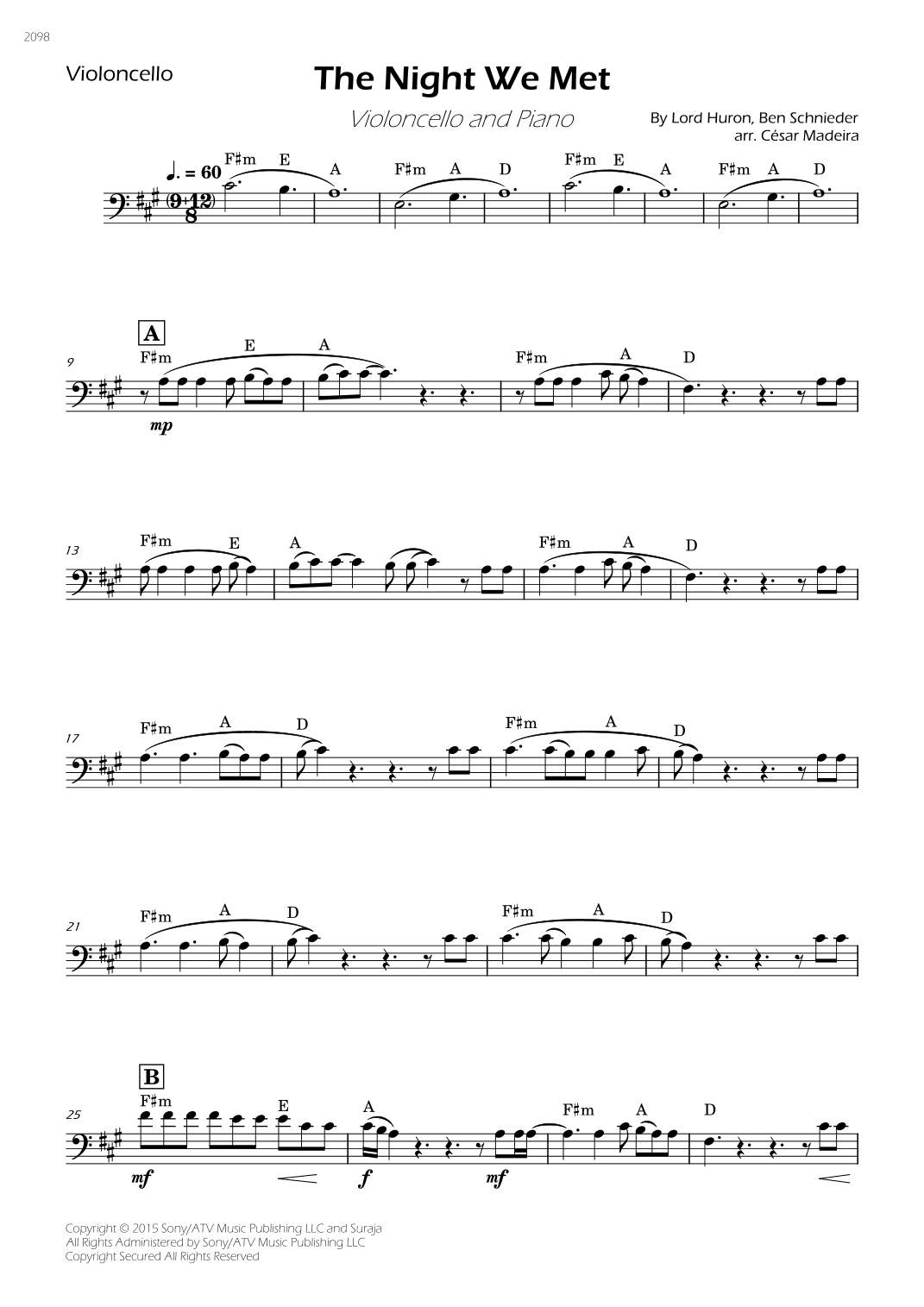 The Night We Met (arr. César Madeira)