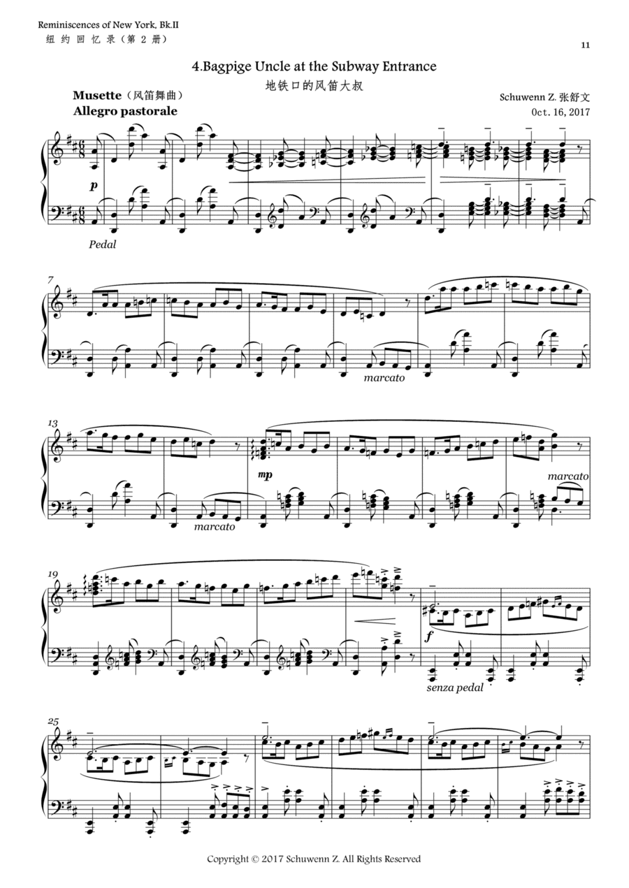 Reminiscences of New York,Bk.2,No.4:Bagpipe Uncle at the Subway Entrance