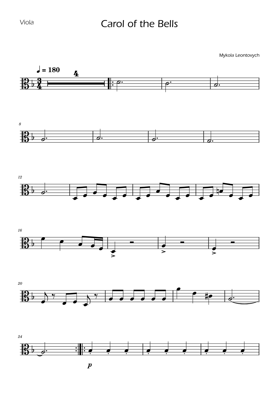 Carol of the Bells - Violin and Viola Duet w/ Piano (arr. Ygor Nunes)