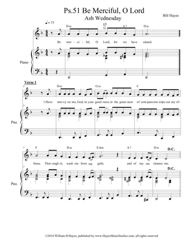 Psalm 51: Be Merciful, O Lord (piano/vocal)