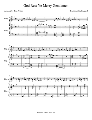 God Rest Ye Merry Gentlemen--harp duet (arr. Beka Wilson)