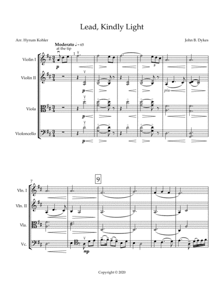 Lead, Kindly Light for String Quartet (arr. Hyrum Kohler)
