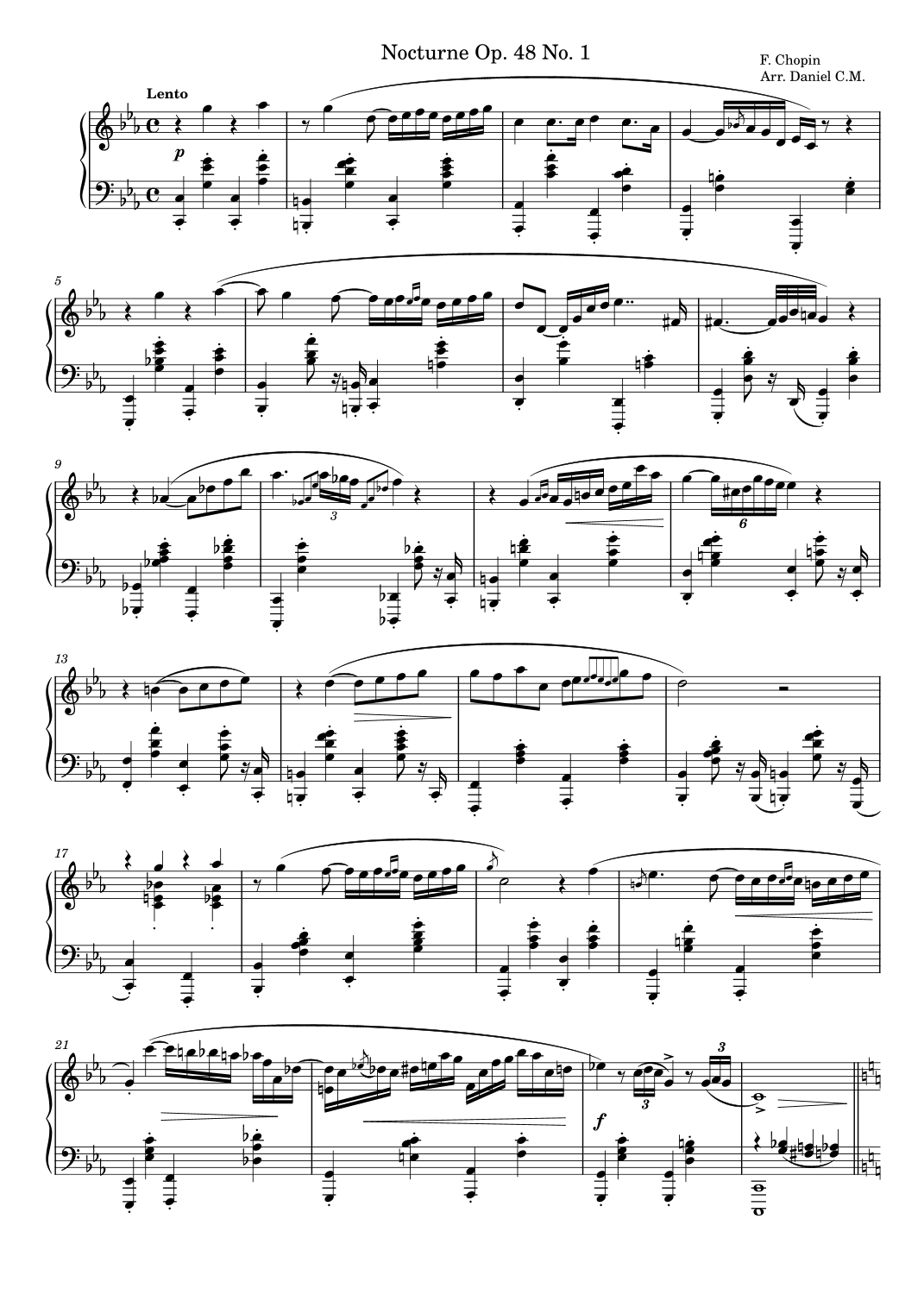 Nocturne Op. 48 No. 1 (simplified version) (arr. Daniel C. M.)