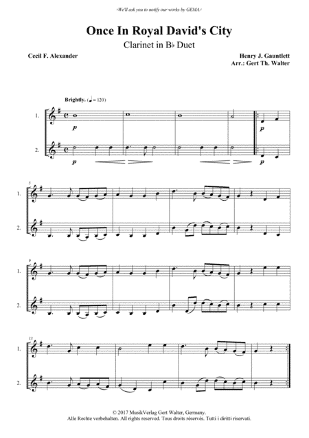 Once In Royal David's City (arr. Gert Th. Walter)