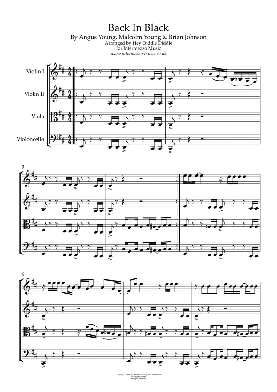 Back In Black (arr. Hey Diddle Diddle)