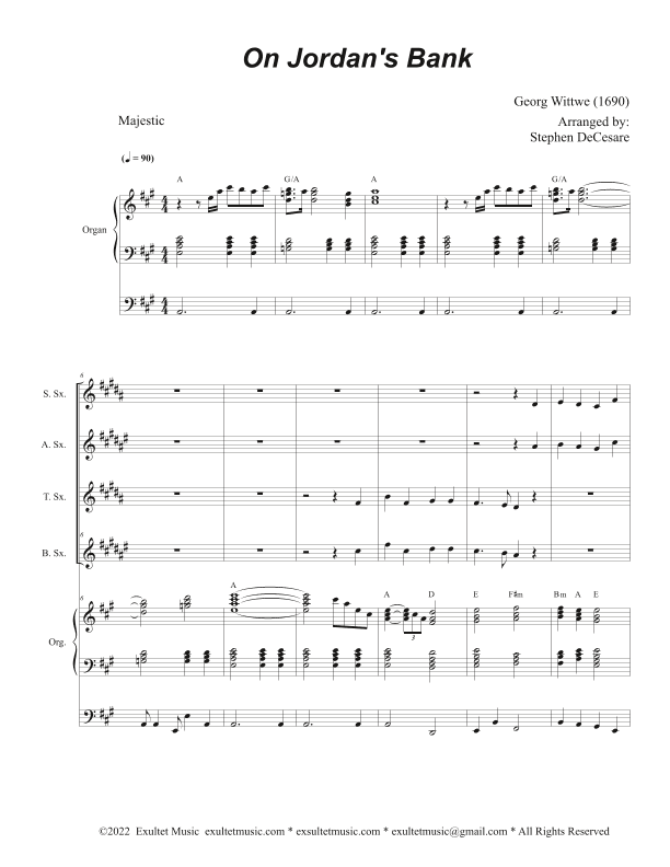 On Jordan's Bank (Saxophone Quartet and Organ) (arr. Stephen DeCesare)