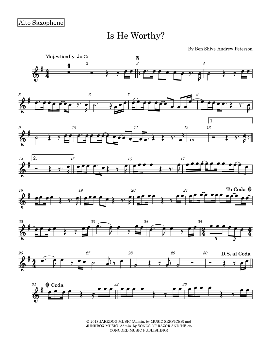 Is He Worthy? (arr. Wild Bari Music)