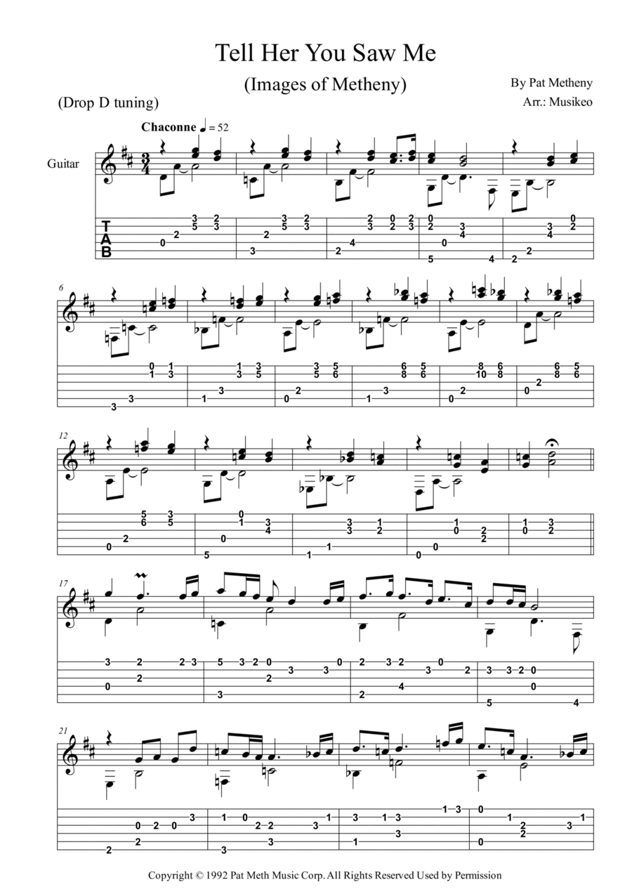 Tell Her You Saw Me (arr. Musikeo)