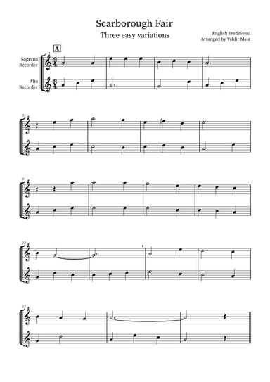 Scarborough Fair - 3 easy variations (arr. Valdir Maia)