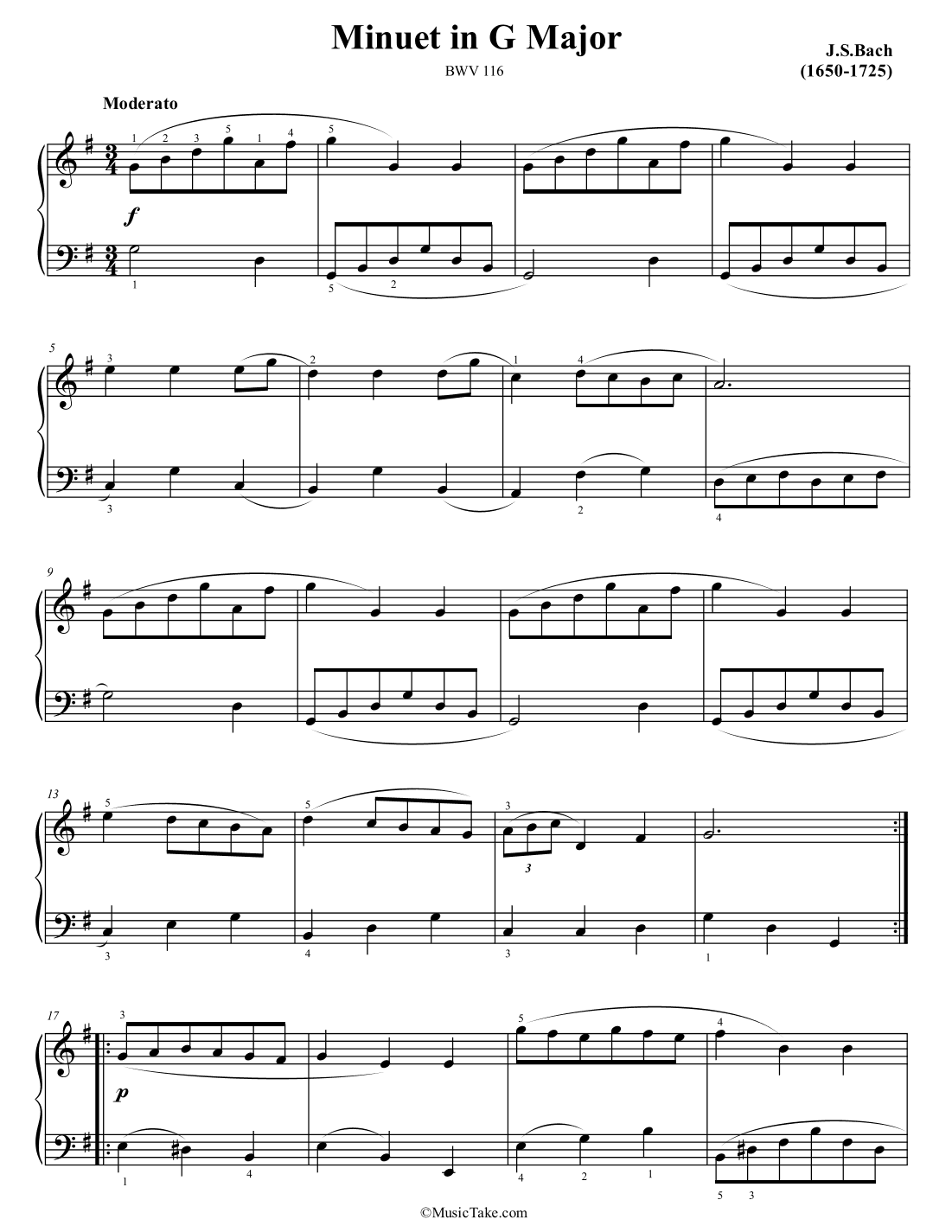 Bach Minuet in G Major BWV 116 (arr. Ben Choupak)