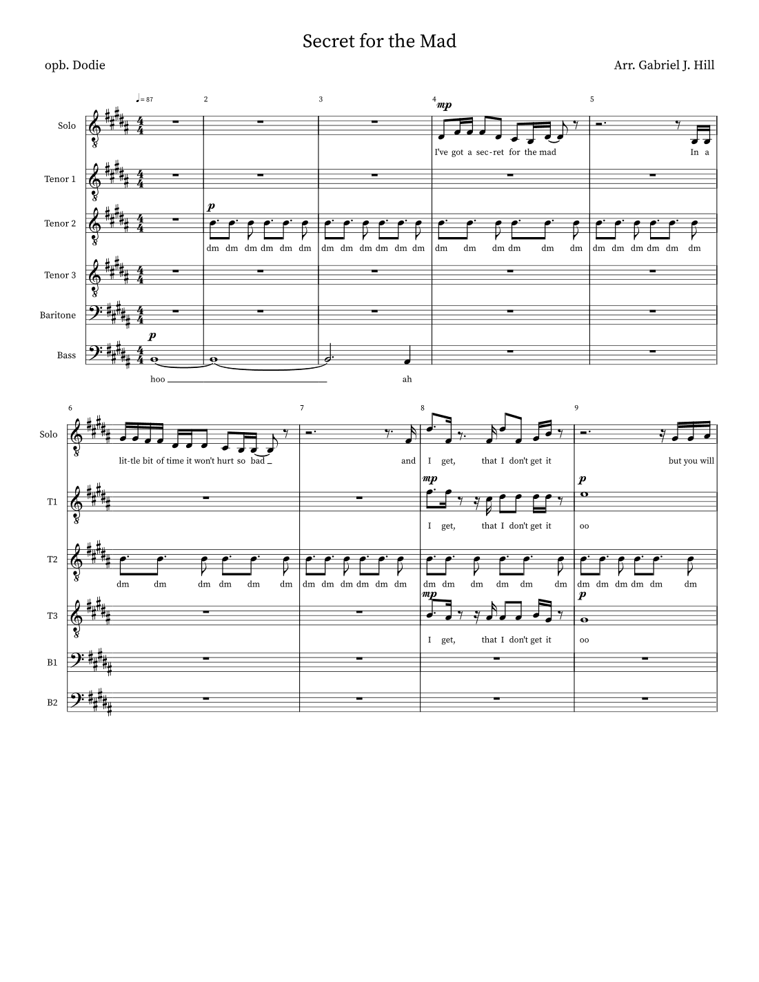 Secret For The Mad (arr. Gabriel J. Hill)