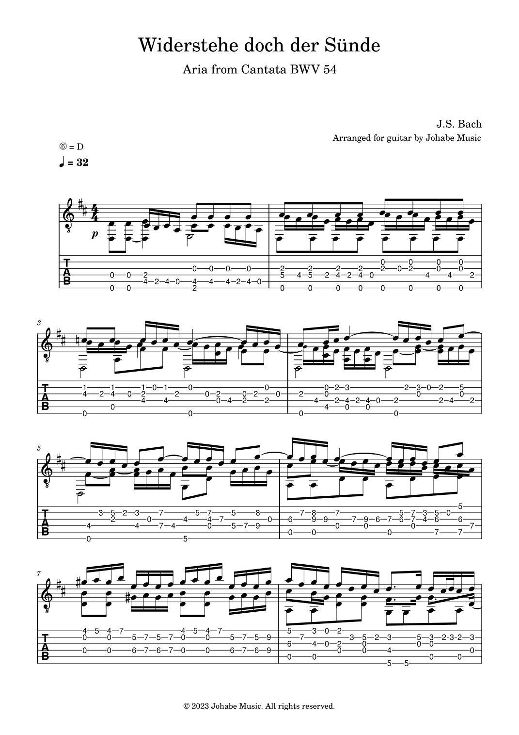 Widerstehe doch der Sünde (BWV 54) - Arrangement for solo guitar (arr. Johabe Music)