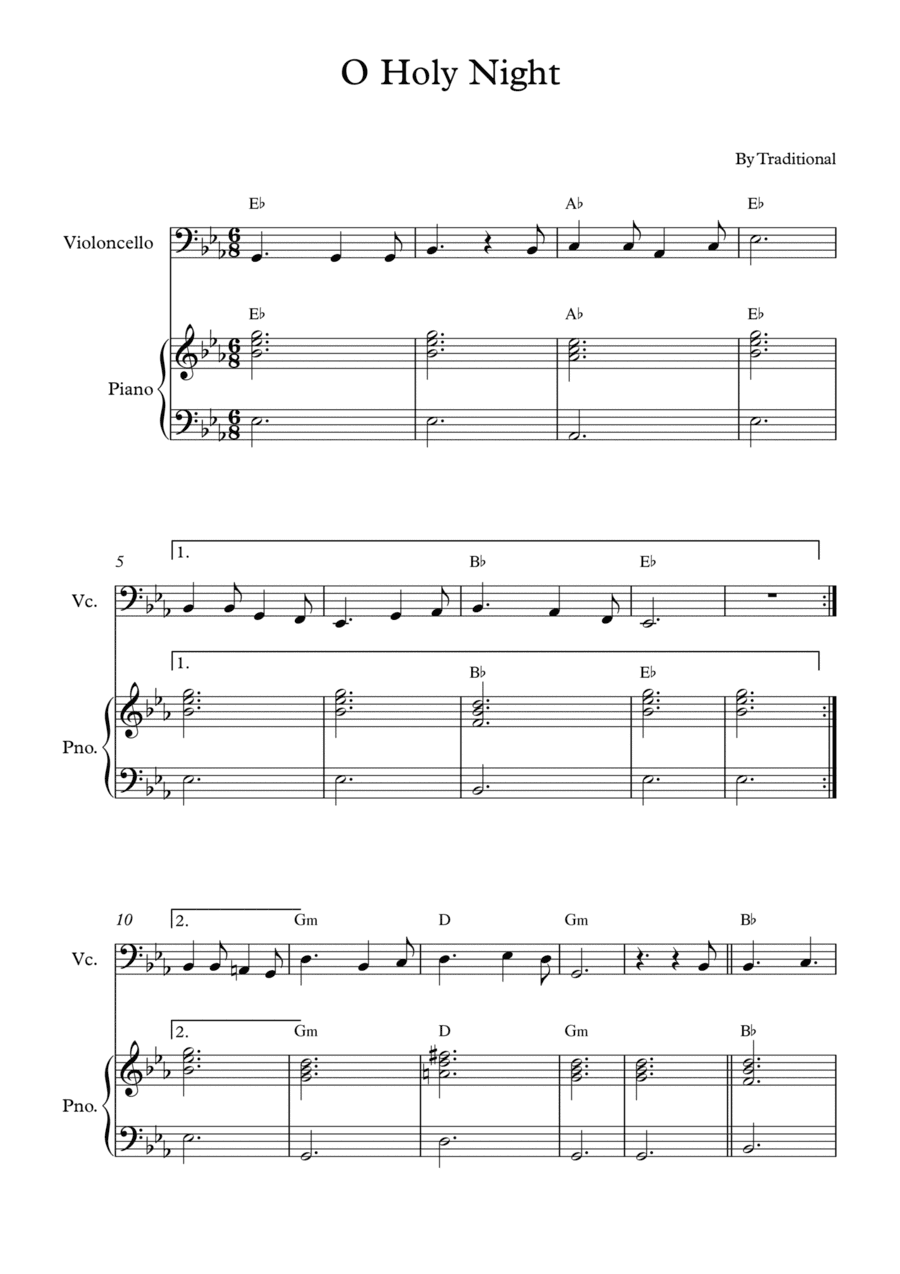 O Holy Night - Cello (arr. Wesley S. SIlva)
