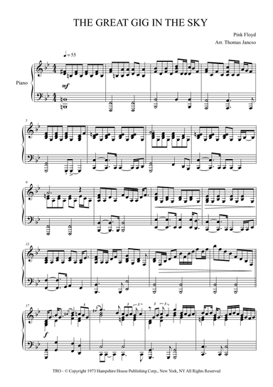The Great Gig In The Sky (arr. Thomas Jancso)