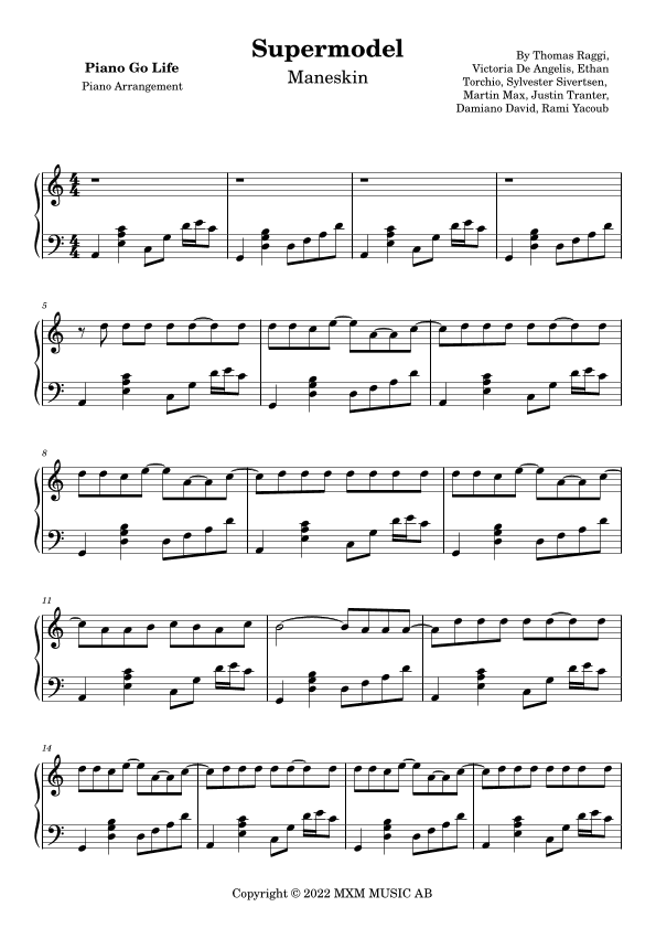 Supermodel (arr. Piano Go Life)