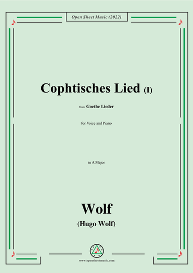 Wolf-Cophtisches Lied I,in A Major,IHW10 No.14 (arr. OSM Press)