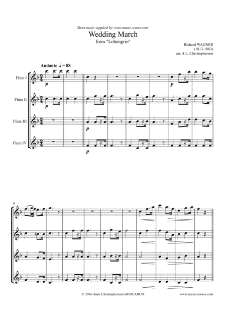 Wedding March from Lohengrin - 4 Flutes (arr. Music-Scores.com)