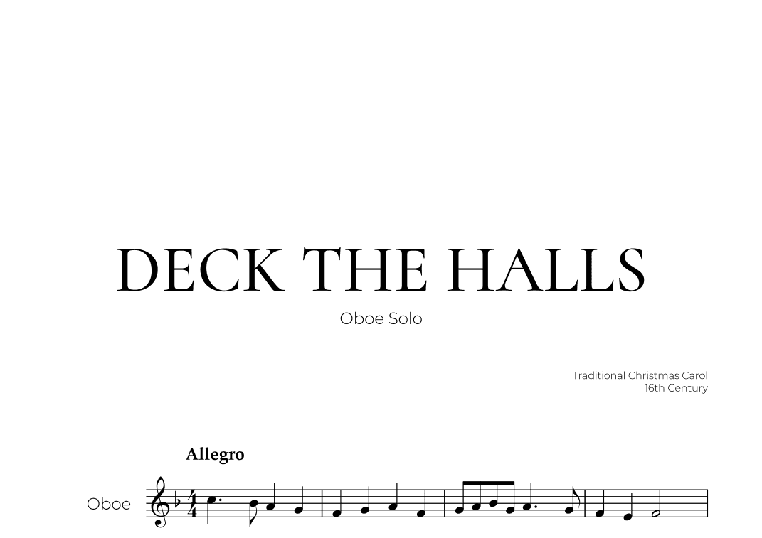 Deck The Halls (Oboe Solo) - Christmas Carol (arr. Pedro Merendi)